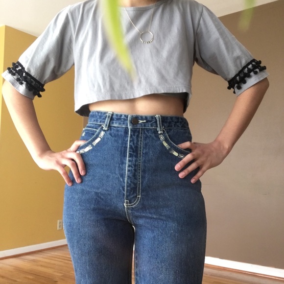 Vintage Denim - Vintage Embroidered High Waisted Jeans